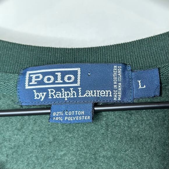 Polo Ralph Lauren Green Sweatshirt Vest Size L Embroidered Logo V Neck Pullover - Picture 5 of 8